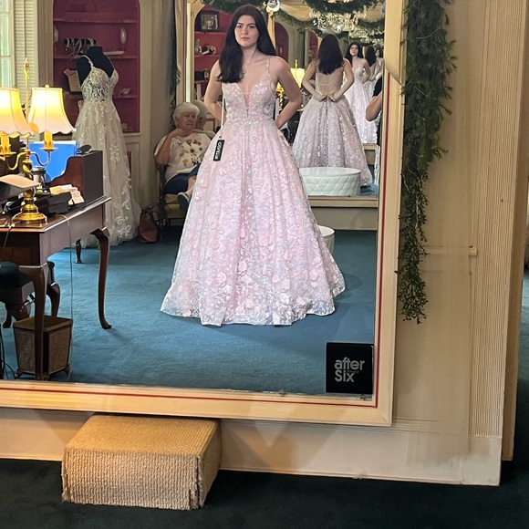 Pink Ball Gown. Worn once for an hour or so. Corset ties in back. Perfect. - Picture 5 of 6